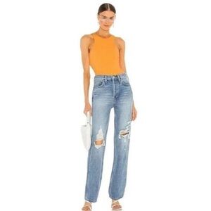 Re/Done Blue Flare Wide Leg Jeans